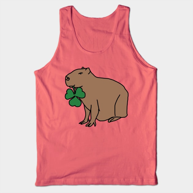 Saint Patricks Day Capybara with Shamrock Tank Top by ellenhenryart